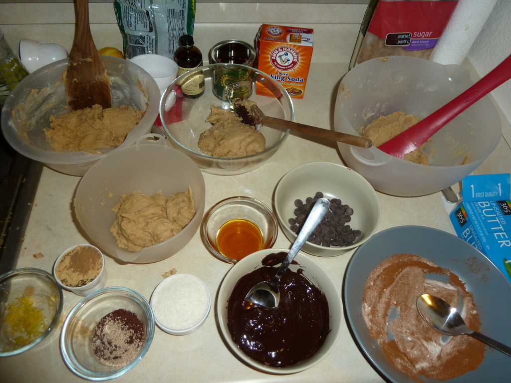 One starting batter, multiple cookies to be made.