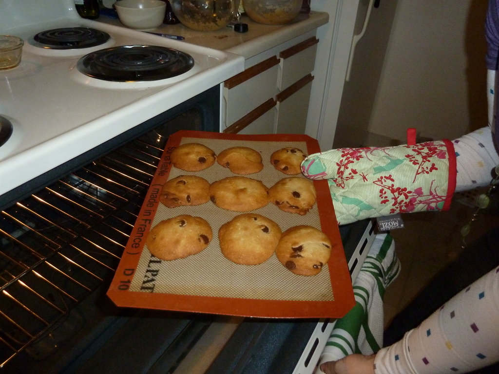 Use a pretty oven mitt to pull cookies out of oven