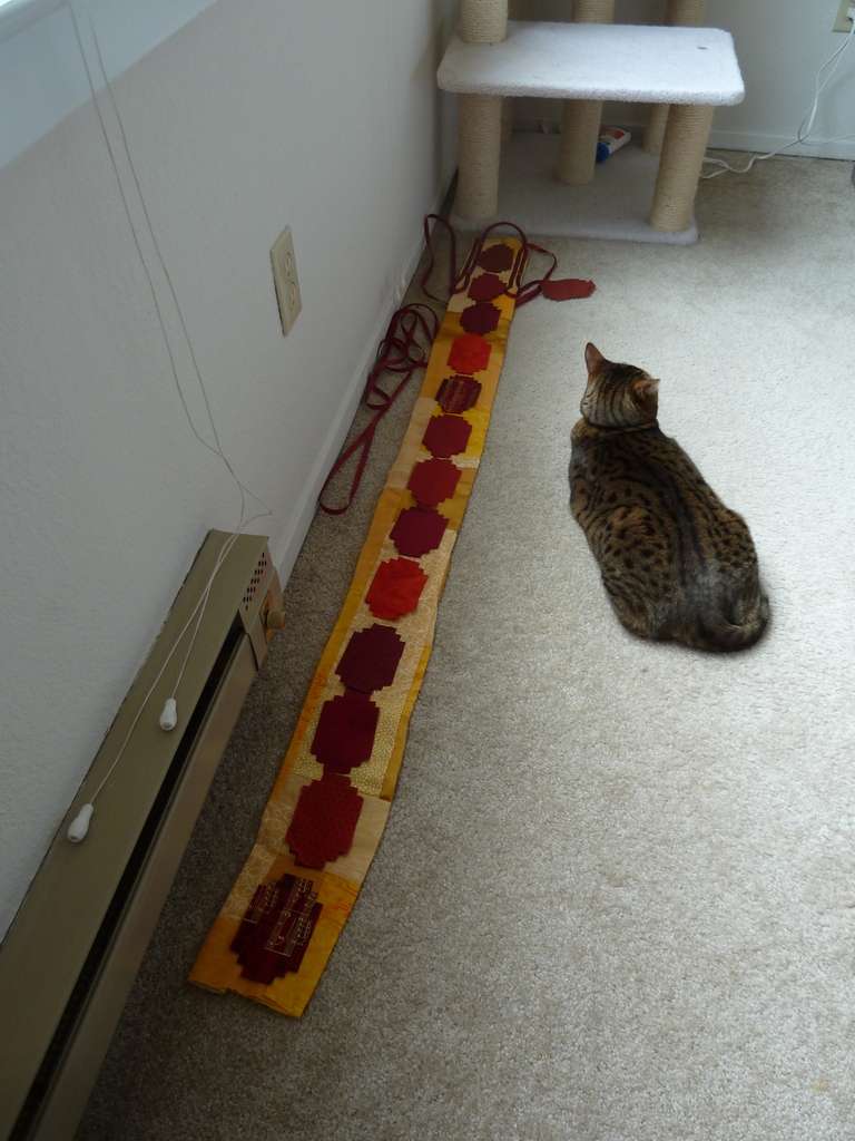 Line up red fabric