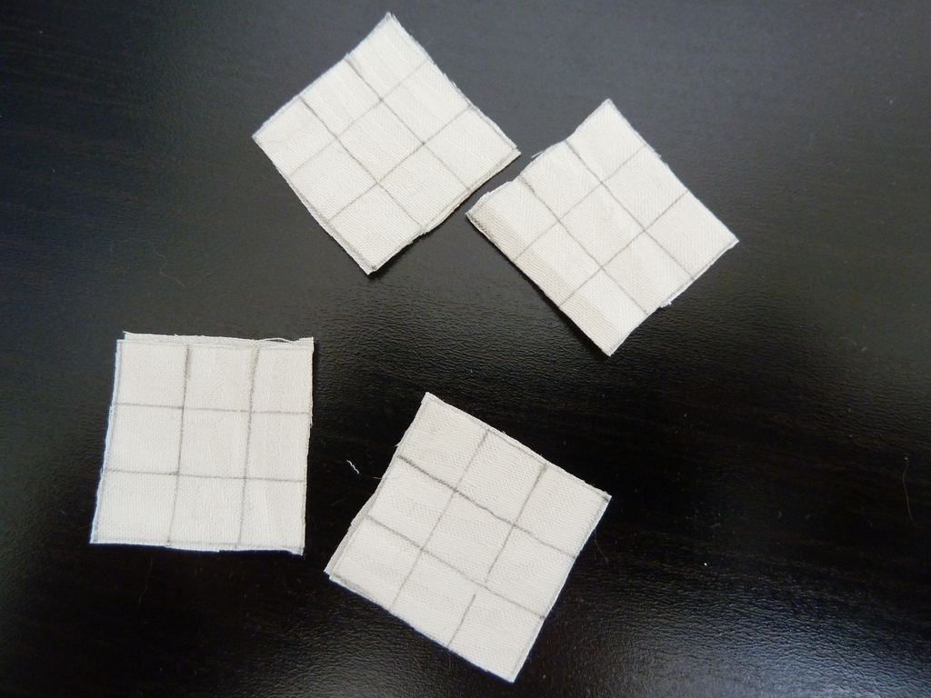 White squares ready to be cut up