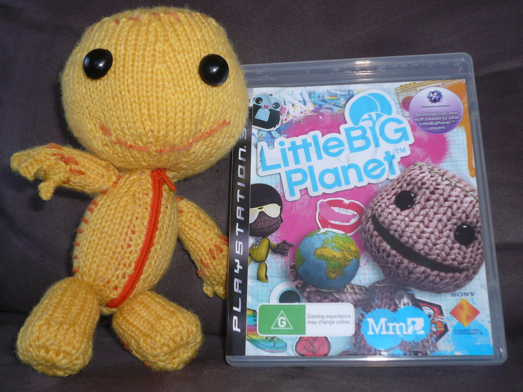 A knitted Sackboy from Little Big Planet