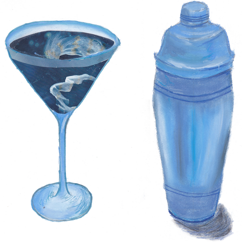 Cocktail glass and shaker