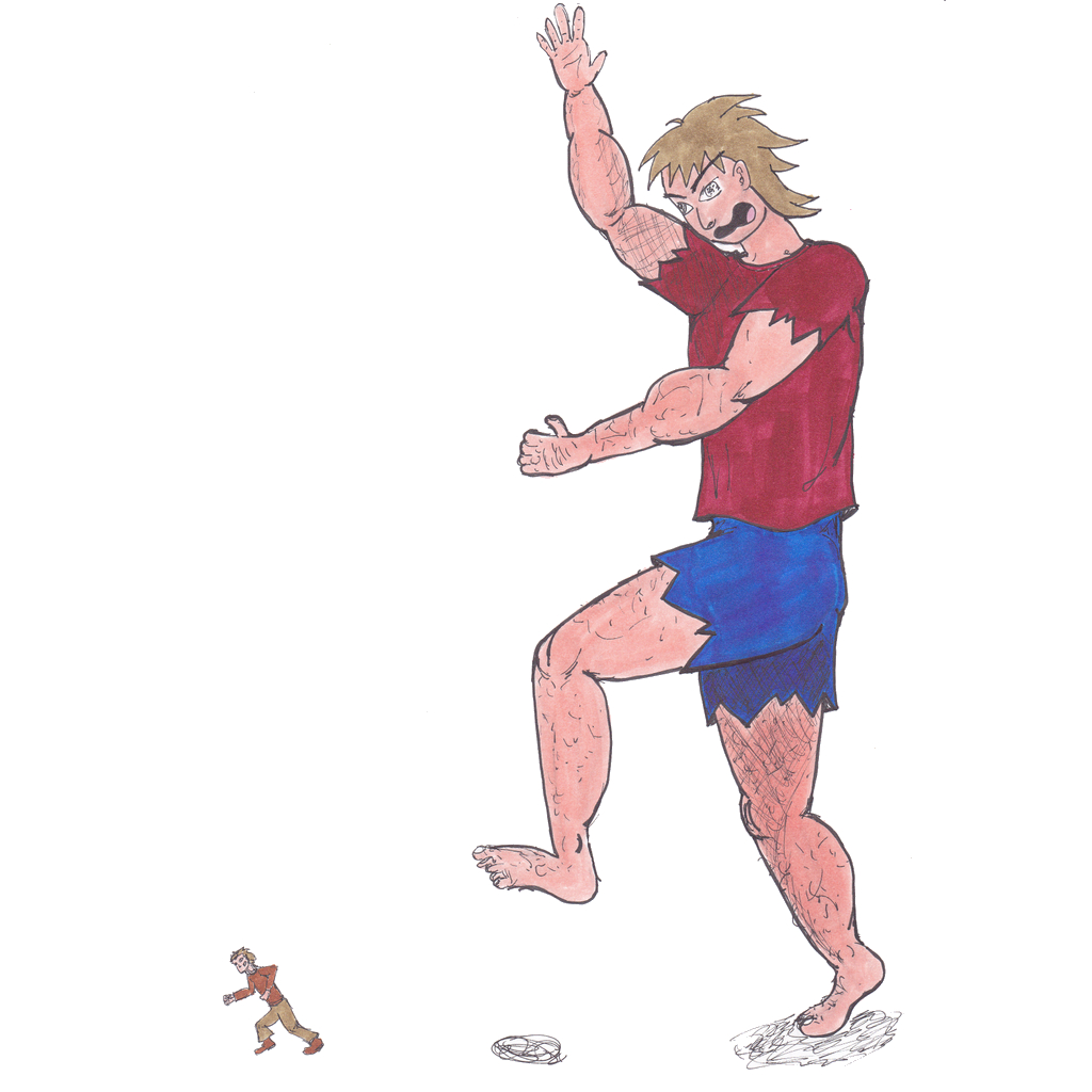 Giant chasing a villager