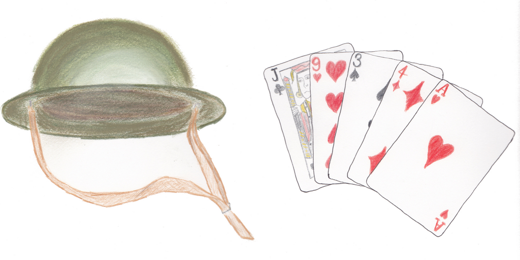 World War I Helmet and card