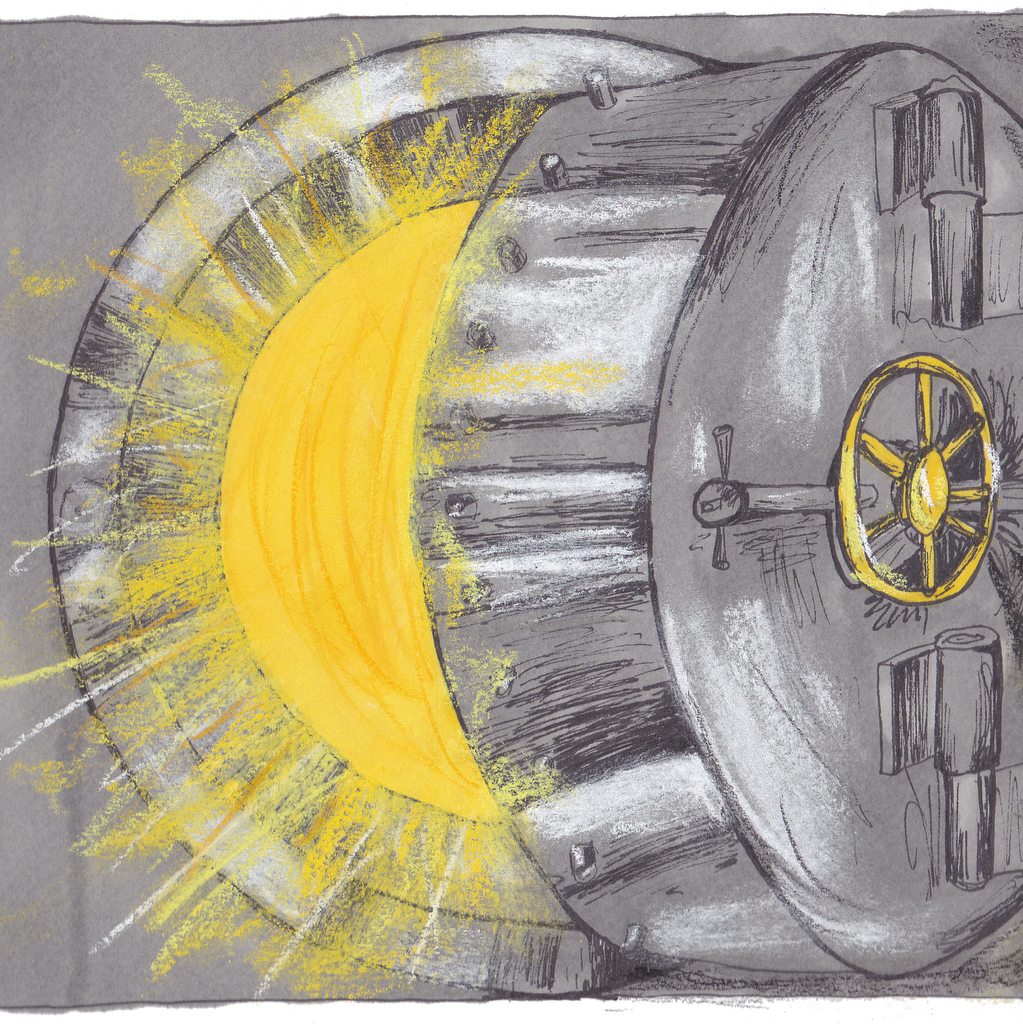 Large round vault with gold inside